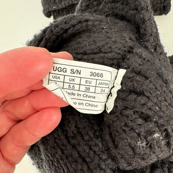 Ugg Classic Black Knit Lattice Cardy 3 Button Winter Fold Over 7 Tall Boots - Picture 8 of 9